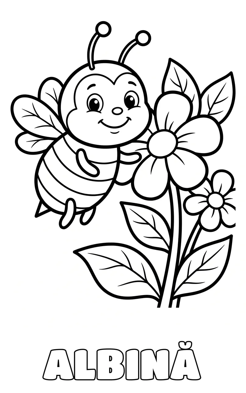 planșă de colorat cu insecte