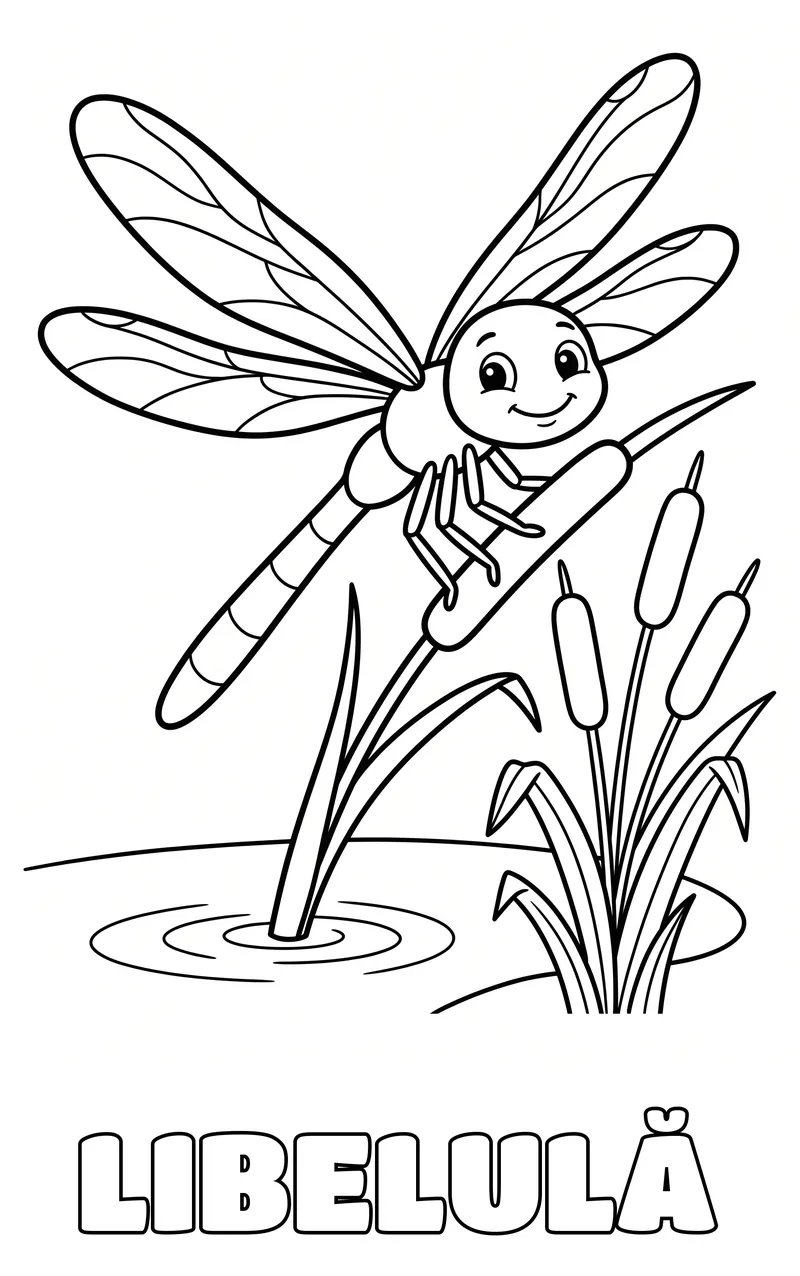 planșă de colorat cu insecte