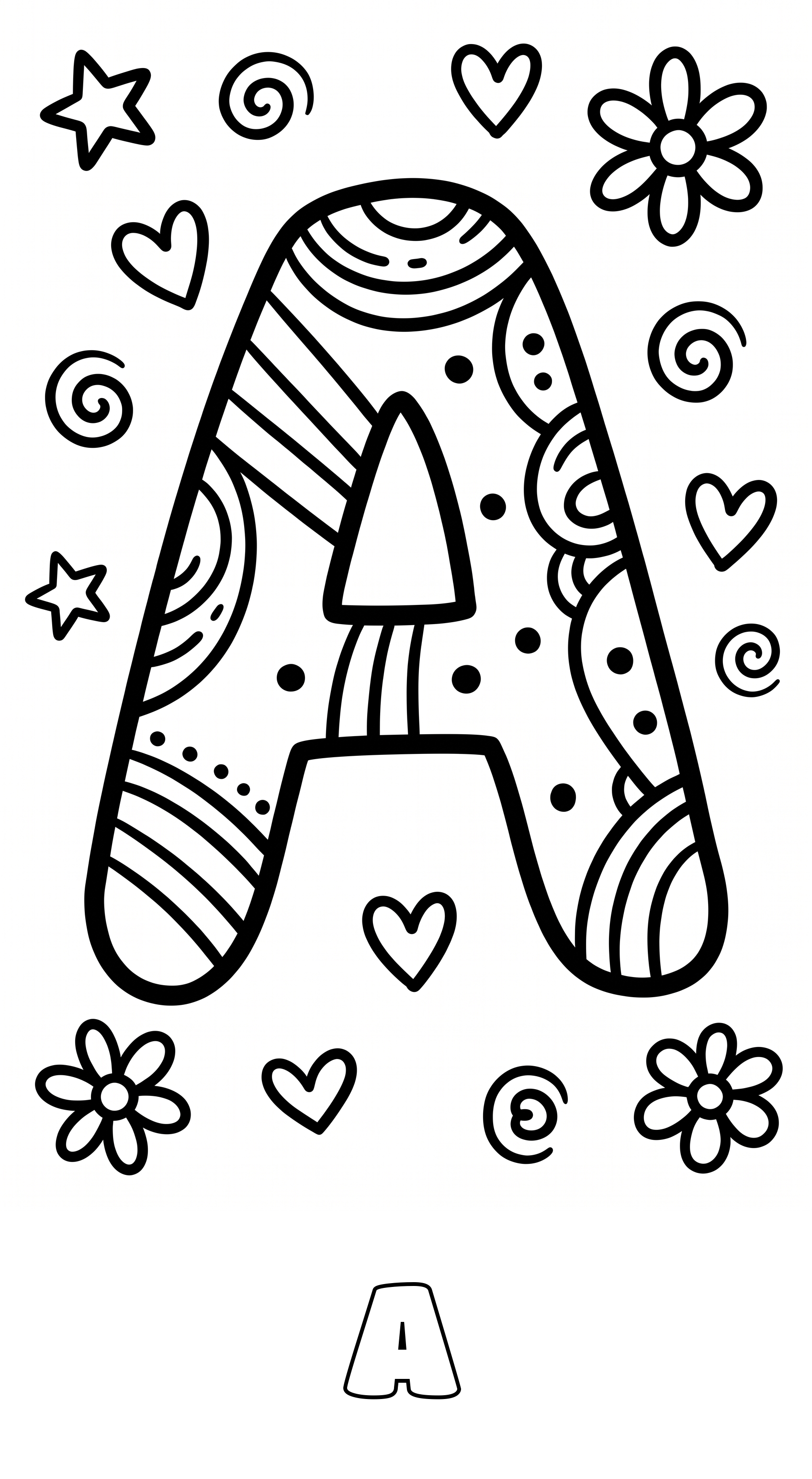 Decorative letter A coloring page sample